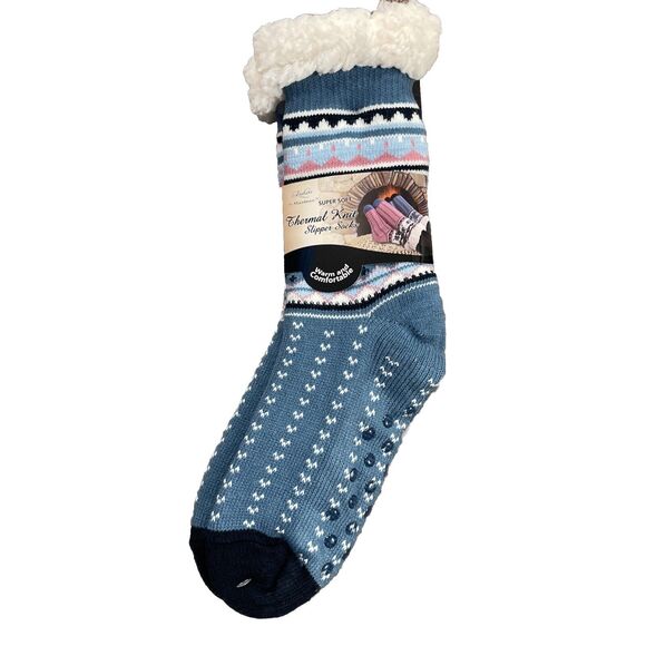 TWO (2) PAIRS MIRABEAU SUPER SOFT THERMAL KNIT SLIPPER SOCKS New - Picture 5 of 5
